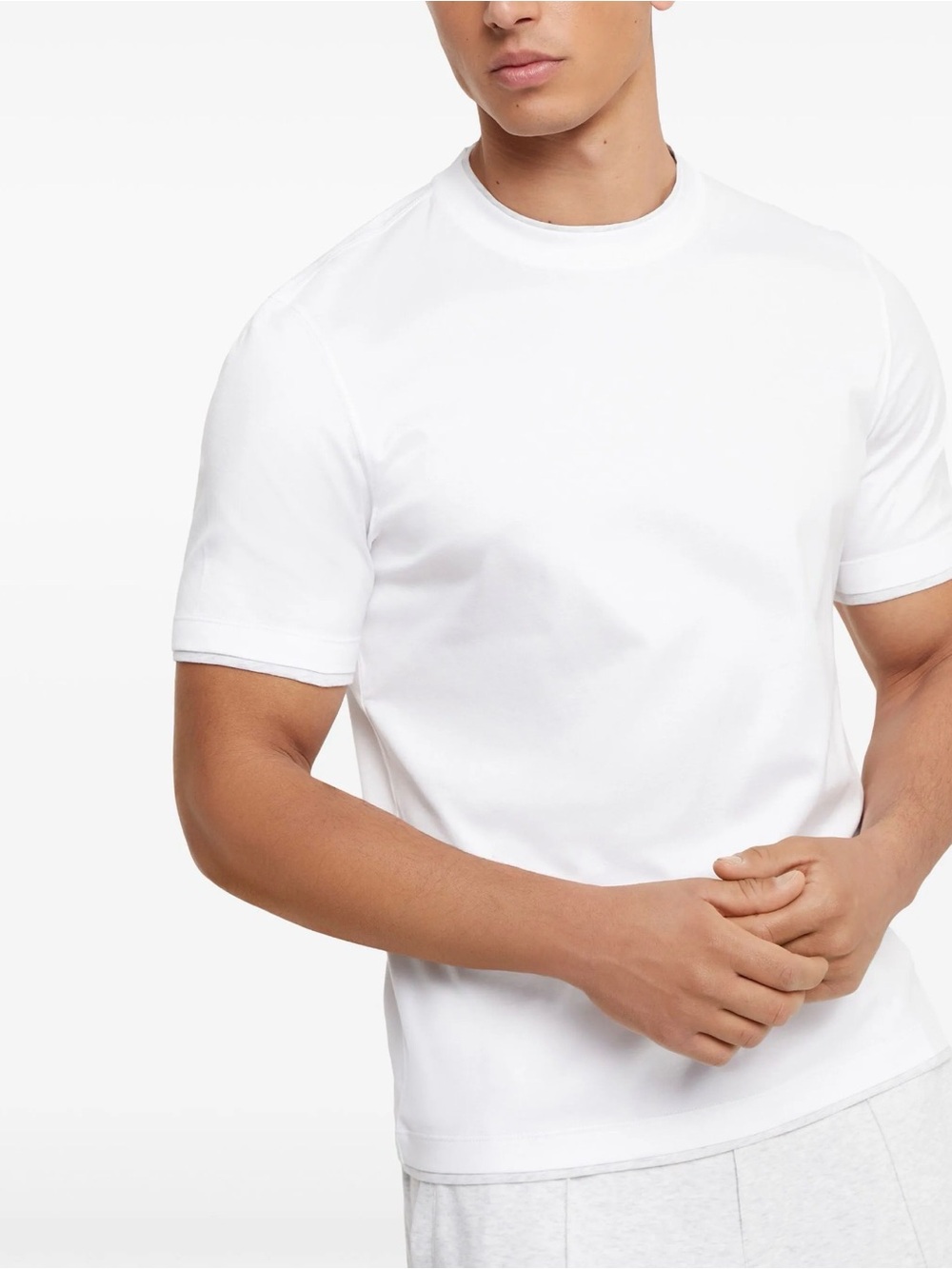Brunello Cucinelli White Short-Sleeve Crewneck T-shirt 100% Authentic with tags